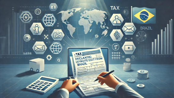 An illustration of a person filling out tax forms