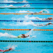 Pessoas numa piscina de natação