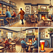 A cozy and bustling traditional British pub